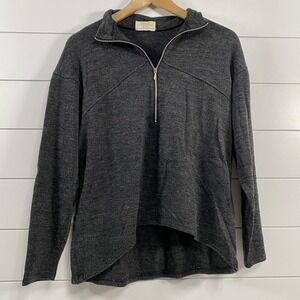 Terry Precision Womens Washable Wool Blend 1/4 Zip Sweater‎ sz M Gray Cycling